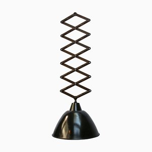 Lámpara colgante de tijera industrial vintage esmaltada en negro