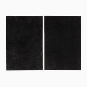 Large Black Paintings by Enrico Dellatorre, Set of 2