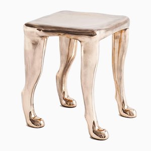 Khamon Bronze Sculptural Stool by Adolfo Abejon