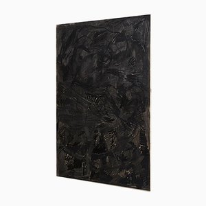 Großes abstraktes schwarzes Mix-Media Gemälde von Adrian