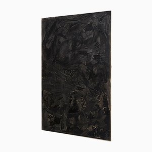 Large Abstract Black Mix-Media Painting by Adrian