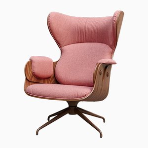 Sessel aus Nuss-Schichtholz und Rosa Bezug von Jaime Hayon