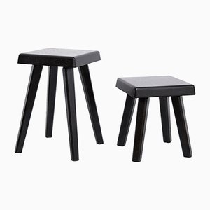 Set of Special Black Edition Stools by Pierre Chapo