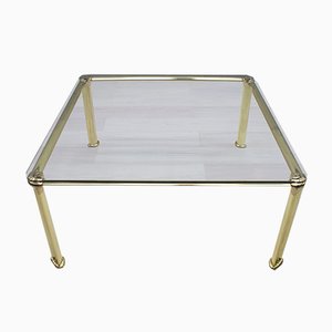 Hollywood Regency Golden Brass and Glass Coffee Table, 1970s