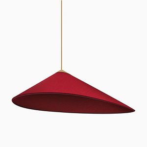 Red Fabric & Brass Shell Pendant Lamp by Daniel Nikolovski & Danu Chirinciuc for KABINET