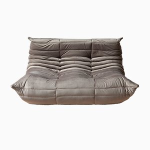 Elefantengraues Togo 2-Sitzer Samtsofa von Michel Ducaroy für Ligne Roset