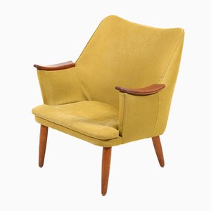 Mid-Century Danish Fabric and Teak Lounge Chair, 1950s