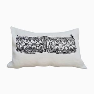 Coussin Jewels Collection Peints à la Main en Lin Blanc de House of Ita