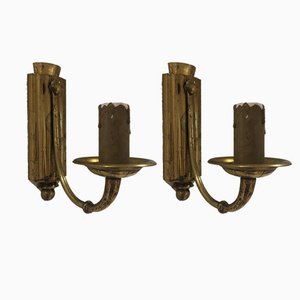 Vintage French Brass Sconces, 1930s, Set of 2