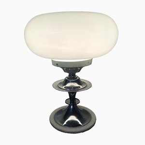 Lámpara de mesa italiana posmoderna de vidrio opalino, años 60