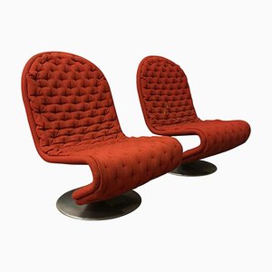 Poltronas de la serie 1-2-3 de Verner Panton para Fritz Hansen, años 70. Juego de 2