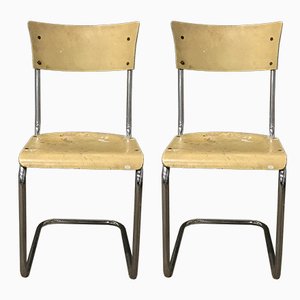 German Light Yellow Wooden S43 Dining Chairs by Mart Stam for Thonet, 1930s, Set of 2