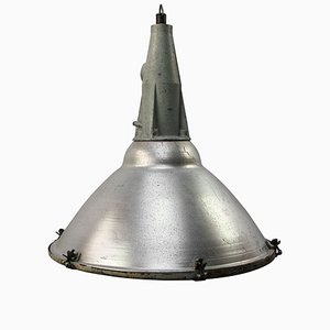 Industrial Grey Aluminum and Cast Iron Pendant Lamp, 1950s