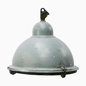 Industrial Grey Aluminium and Cast Iron Pendant Lamp, 1950s