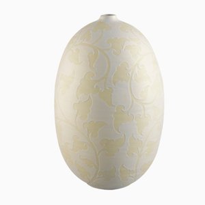 Hellgelbe Metallic Steingut Oliva Damasco Vase von VGnewtrend