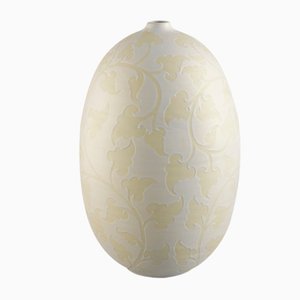 Light Yellow Metallic Stoneware Oliva Damasco Vase from VGnewtrend