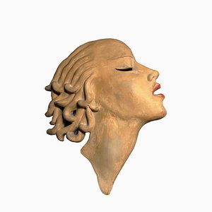 Art Deco Hungarian Ceramic Wall Mask by Dr Rank Rezso, 1930s