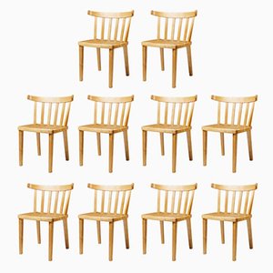 Modernist Birch and Cane Dining Chairs by Aino Aalto for Artek, 1950s, Set of 10