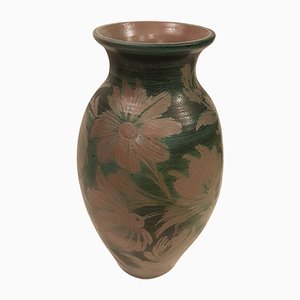 Floral Art Nouveau Earthenware Vase by Remmy Fils Betschdorf Alsace