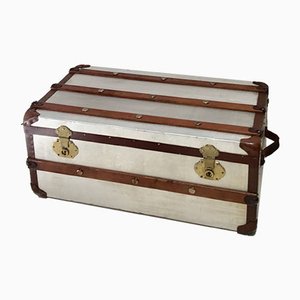 Small Aluminum Cabin Steamer Trunk, 1950s