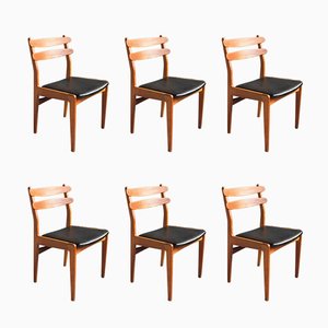 Danish Teak Chairs with Oak Legs by Poul M. Volther, 1960s, Set of 6