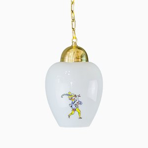 Art Deco Brass and Glass Pendant Lamp, 1930s