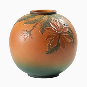 Antique Art Nouveau Danish Ceramic Floral Vase from Ipsen's