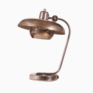 Lampada da tavolo Bauhaus vintage in ottone e metallo cromato, 1937