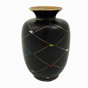Vase Mid-Century avec Motif Géométrique, 1950s