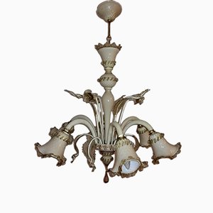 Lámpara de araña italiana vintage de cristal de Murano, años 60