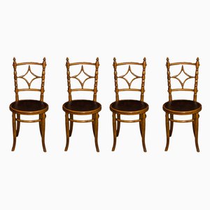 Antique Edwardian Bentwood Dining Chairs, Set of 4