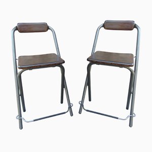 Chaises d'Appoint Industrielles en Hêtre et Fer de Ikea, 1970s