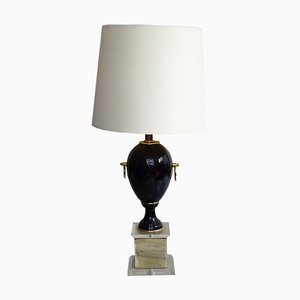 Beech, Brass, and Acrylic Glass Table Lamp, 1970s