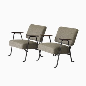 Steel & Wool Easy Chairs by Hein Salomonson for AP Originals, 1950s, Set of 2
