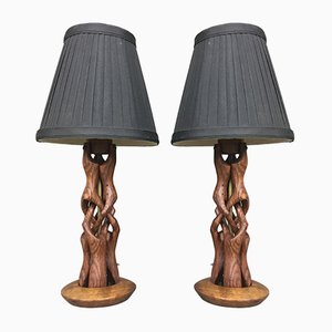 Mid-Century Tischlampen aus Teak, 1960er, 2er Set