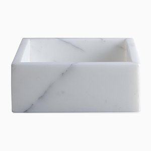 Squared White Carrara Marble Guest Towel Tray from FiammettaV Home Collection
