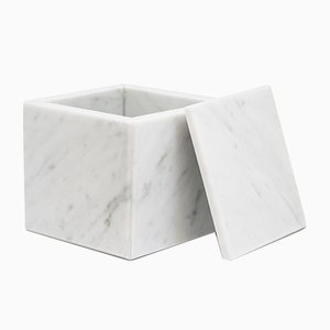 Square White Carrara Marble Box from FiammettaV Home Collection
