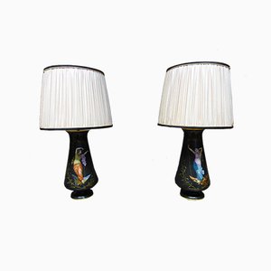 Antike französische Deckenlampen aus Porzellan, 2er Set