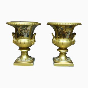 Large Antique Porcelain Medici Vases, Set of 2