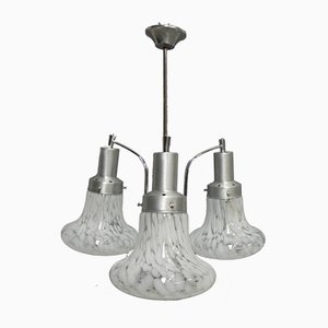 Dreiarmige Vintage Deckenlampe aus Aluminium & Glas, 1970er