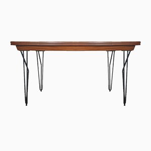 Scandinavian Modern Extending Iron and Teak Dining Table, 1960s