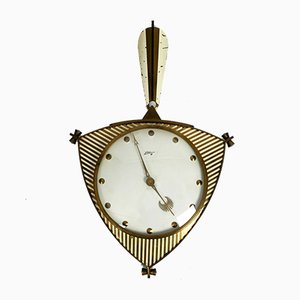 German Brass and Glass Clock from Atlanta, 1950s