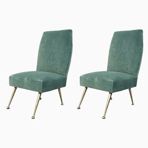 Italian Velvet Side Chairs by Gigi Radice for Minotti, 1950s, Set of 2
