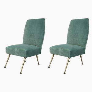 Set of Italian Velvet Side Chairs by Gigi Radice for Minotti, 1950s