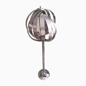 French Chrome Moon Floor Lamp by Henri Mathieu, 1970s