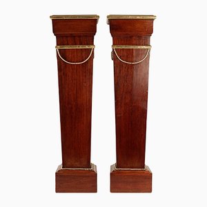 Colonnes Napoléon III Antiques en Acajou Doré, Set de 2