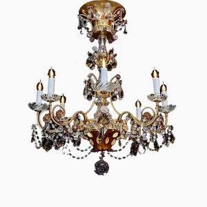 Brass and Crystal Chandelier from Maison Baguès, 1940s