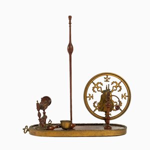 Antique Louis XV Rosewood, Violet wood, & Gilt Spinning Wheel
