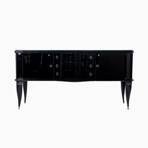 Französisches Mid-Century Art Deco Sideboard aus schwarz lackiertem Holz, 1940er