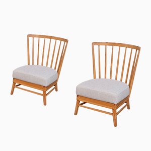 Juego de sillones escandinavos modernos de pino, años 50